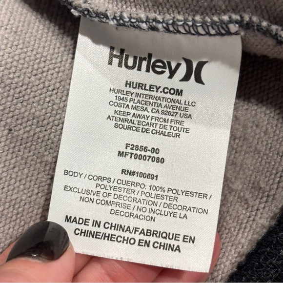 Hurley Men’s Dri-Fit Disperse Blocked Full Zip Hoodie Jacket black & Gray Sz XL - Picture 8 of 12